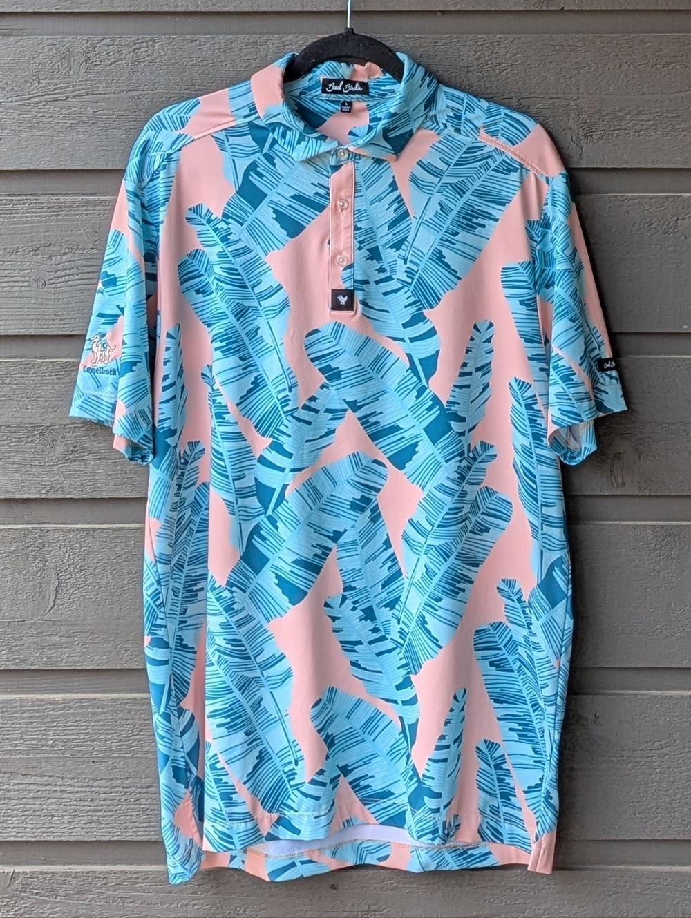 Bad Birdie Camelback Golf Club Men's Bird of Paradise Tropical Polo Size Large